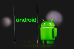 móvil android y logo