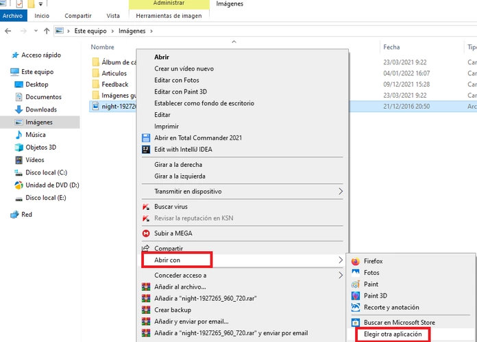 Cambiar asociaciones de archivos en Windows con el explorador de archivos.