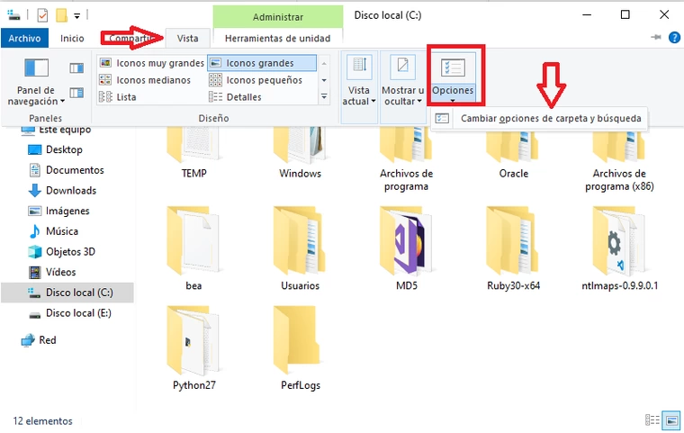 Mostrar archivos ocultos en Windows